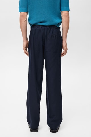 Pantalon regular-fit lyocell lin - Bleu marine