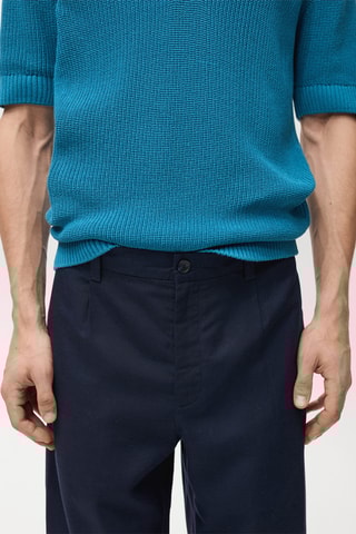 Pantalon regular-fit lyocell lin - Bleu marine