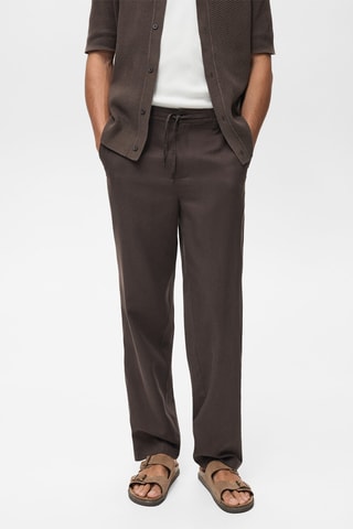 Pantalon droit viscose - Chocolat