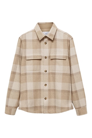 Surchemise laine flanelle carreaux - Beige