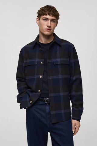 Surchemise laine flanelle carreaux - Bleu