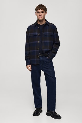 Surchemise laine flanelle carreaux - Bleu