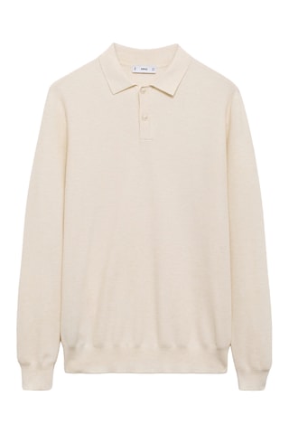 Pull-over polo maille coton microstructure - Blanc cassé