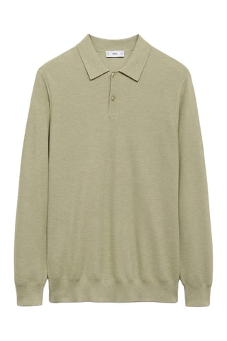 Pull-over polo maille coton microstructure - Vert pomme