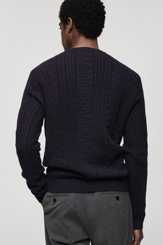 Pull-over maille tressée - Bleu marine