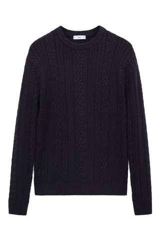Pull-over maille tressée - Bleu marine