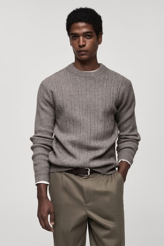 Pull-over maille combinée - Gris