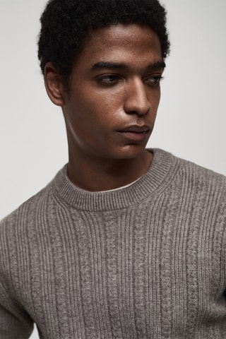 Pull-over maille combinée - Gris