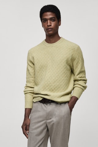 Pull-over maille tressée - Vert pastel