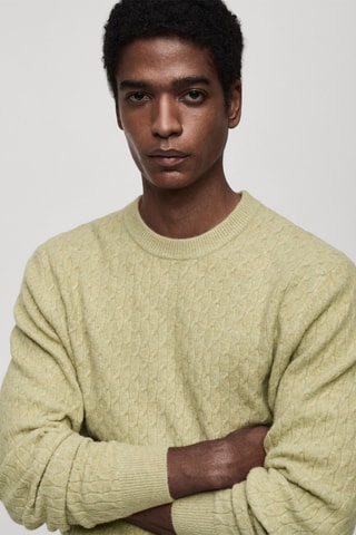 Pull-over maille tressée - Vert pastel