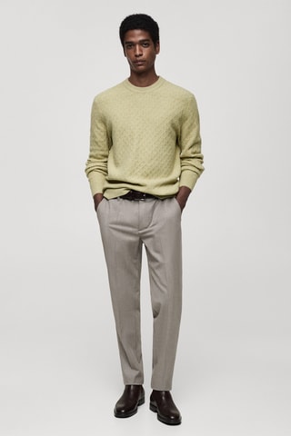 Pull-over maille tressée - Vert pastel