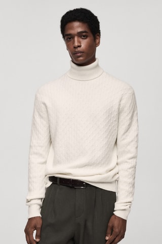 Pull à col roulé - Blanc cassé