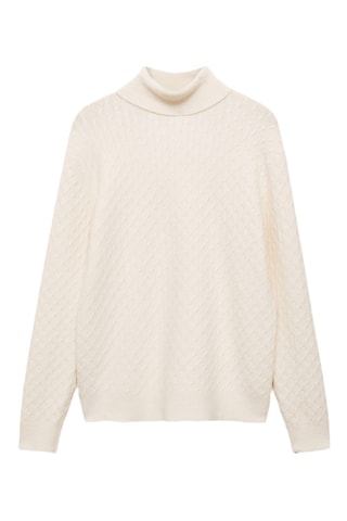 Pull à col roulé - Blanc cassé