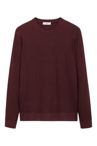 Pull coton maille fine côtelée - Bordeaux