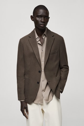 Veste laine mélangée slim-fit - Kaki