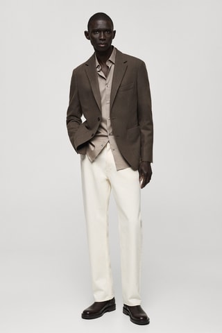 Veste laine mélangée slim-fit - Kaki