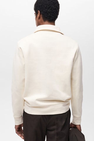 Sweat coton regular-fit à zip - Blanc cassé