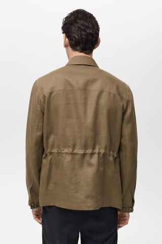 Surchemise 100 % lin poches - Kaki