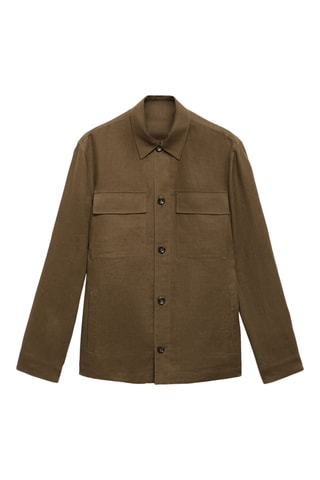 Surchemise 100 % lin poches - Kaki