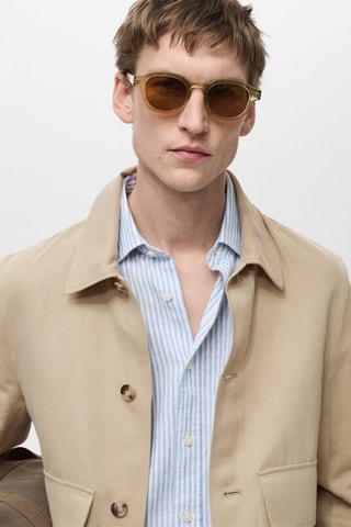 Veste en lin mélangé avec boutons - Beige