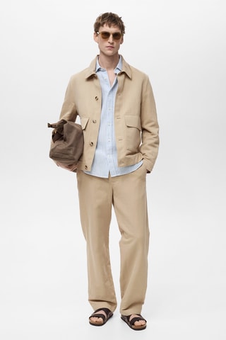 Veste en lin mélangé avec boutons - Beige