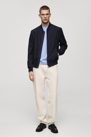 Blouson bomber 100 % coton - Bleu marine