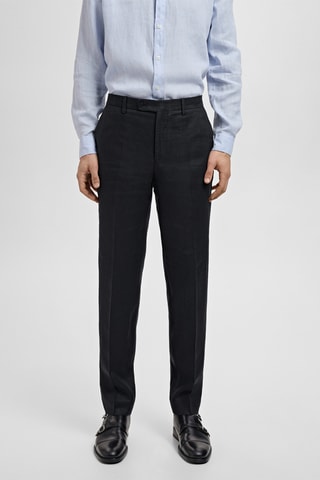 Pantalon costume Amalfi 100 % lin slim-fit - Noir