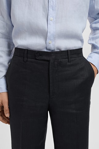 Pantalon costume Amalfi 100 % lin slim-fit - Noir