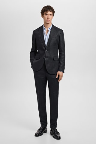 Pantalon costume Amalfi 100 % lin slim-fit - Noir