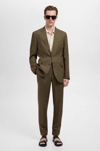 Pantalon costume Amalfi 100 % lin slim-fit - Kaki