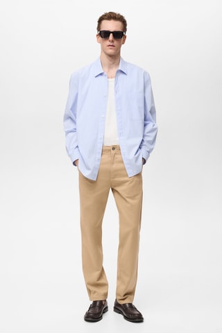 Chemise à rayures 100% coton coupe régulière - Bleu ciel