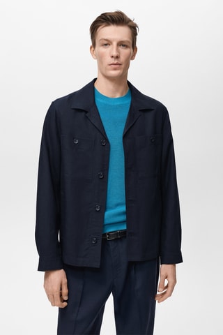 Surchemise lyocell lin poches - Bleu marine