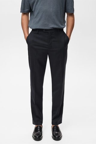 Pantalon laine froide slim-fit - Bleu marine