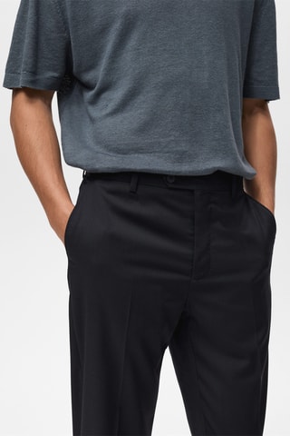 Pantalon laine froide slim-fit - Bleu marine