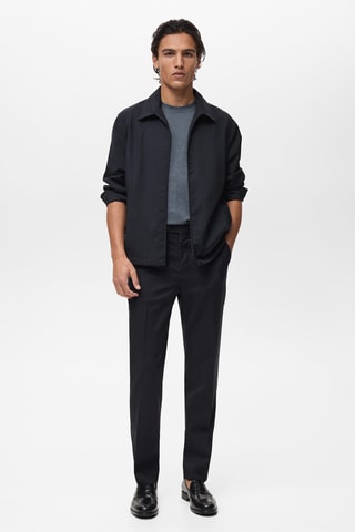 Pantalon laine froide slim-fit - Bleu marine