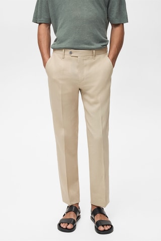 Pantalon 100 % lin slim fit - Marron