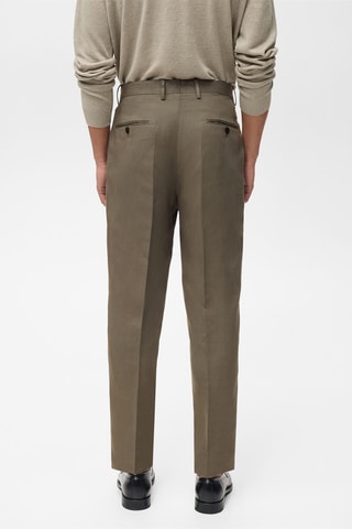 Pantalon costume slim-fit lin mélangé à pinces - Gris