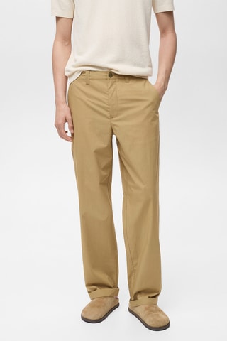 Pantalon droit 100 % coton - Beige