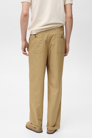 Pantalon droit 100 % coton - Beige