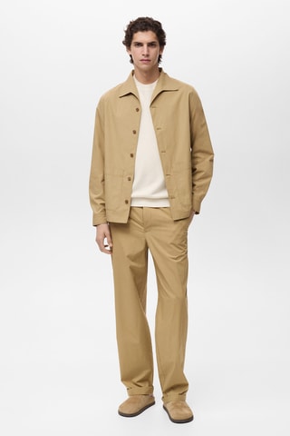 Pantalon droit 100 % coton - Beige