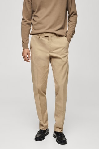 Pantalon en coton regular fit - Beige