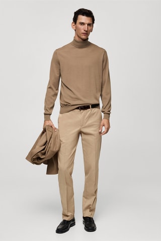 Pantalon en coton regular fit - Beige