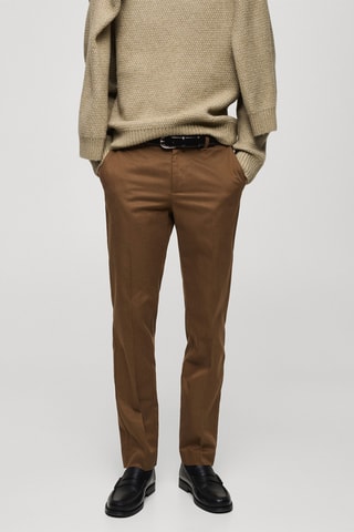 Pantalon en coton regular fit - Marron