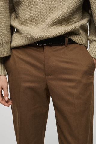 Pantalon en coton regular fit - Marron
