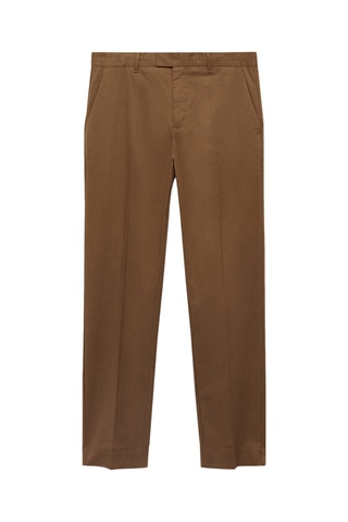 Pantalon en coton regular fit - Marron