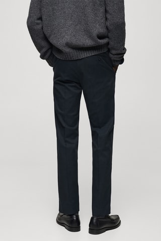 Pantalon en coton regular fit - Bleu marine