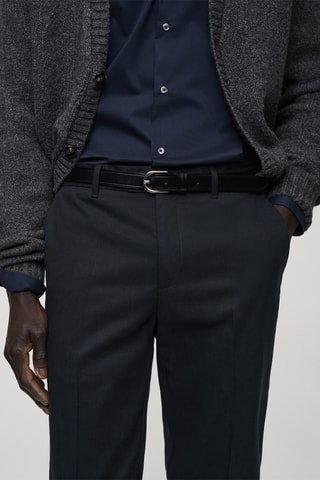 Pantalon en coton regular fit - Bleu marine