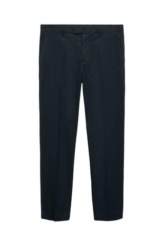 Pantalon en coton regular fit - Bleu marine
