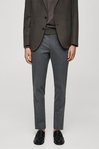 Pantalon en flanelle regular fit  - Gris clair chiné