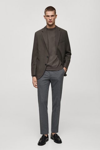 Pantalon en flanelle regular fit  - Gris clair chiné